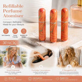 Warm Radiant Hue 5ml Mini Refillable Perfume Bottle, Bottom Fill Compact Holiday Scent Atomiser 3 Pack, Shimmer Orange In Australia - Darrahopens