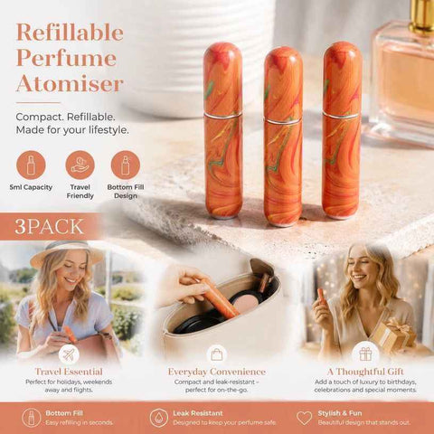 Warm Radiant Hue 5ml Mini Refillable Perfume Bottle, Bottom Fill Compact Holiday Scent Atomiser 3 Pack, Shimmer Orange In Australia - Darrahopens