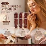 Earth Geometric Pattern 5ml Portable Mini Scent Bottle, Bottom Load Easy Refill Travel Perfume Vial 3 Pack, Geometric Brown In Australia - Darrahopens