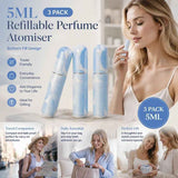 Cool Sky Geometric 5ml Travel Refillable Scent Vial, Bottom Fill Compact Pocket Perfume Bottle 3 Pack, Sky Blue Geometric In Australia - Darrahopens