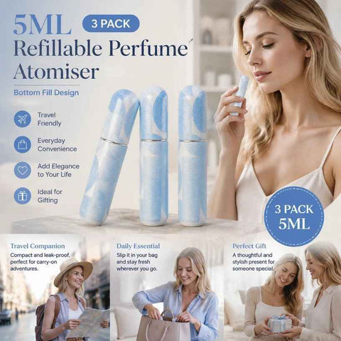 Cool Sky Geometric 5ml Travel Refillable Scent Vial, Bottom Fill Compact Pocket Perfume Bottle 3 Pack, Sky Blue Geometric In Australia - Darrahopens