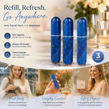 Dark Navy Marble Pattern 5ml Refillable Travel Scent Atomiser, Bottom Filling Pocket Fragrance Vial 3 Pack, Marble Dark Blue In Australia - Darrahopens