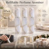 Clean White Marble Texture 5ml Portable Mini Fragrance Bottle, Bottom Refill Compact Holiday Perfume Container 3 Pack, Marble White In Australia - Darrahopens