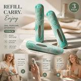 Celadon Marble Print 5ml Travel Perfume Vial, Bottom Loading Easy Refill Pocket Scent Atomiser 3 Pack, Celadon Marble In Australia - Darrahopens