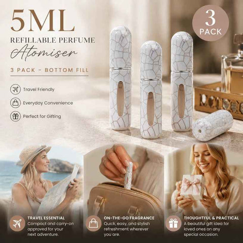 Soft Crackle Finish 5ml Refillable Mini Perfume Bottle, Bottom Fill Portable Travel Fragrance Vessel 3 Pack, Cream Crackle In Australia - Darrahopens