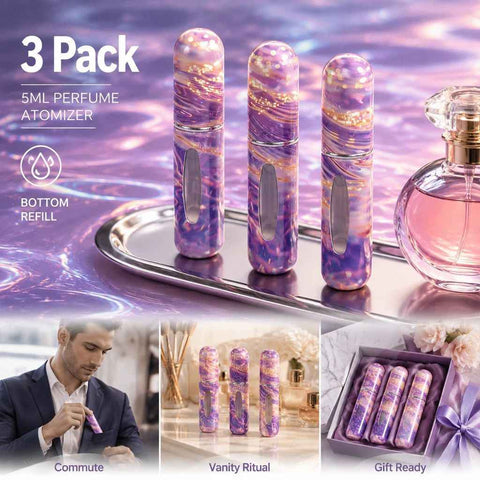 Shimmer Iridescent Tone 5ml Refillable Travel Perfume Atomiser, Bottom Filling Compact Pocket Scent Vessel 3 Pack, Iridescent Purple In Australia - Darrahopens