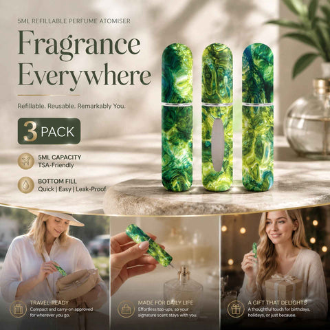 Bright Iridescent Green 5ml Bottom Load Scent Atomiser, Portable Holiday Mini Perfume Container 3 Pack, Iridescent Green In Australia - Darrahopens