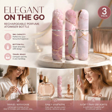 Delicate Sakura Tone 5ml Bottom Filling Perfume Atomiser, Portable Pocket Mini Fragrance Container 3 Pack, Sakura Pink In Australia - Darrahopens