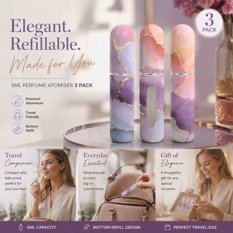 Calm Lavender Shade 5ml Refillable Travel Scent Vial, Bottom Load Easy Refill Mini Perfume Bottle 3 Pack, Lavender In Australia - Darrahopens