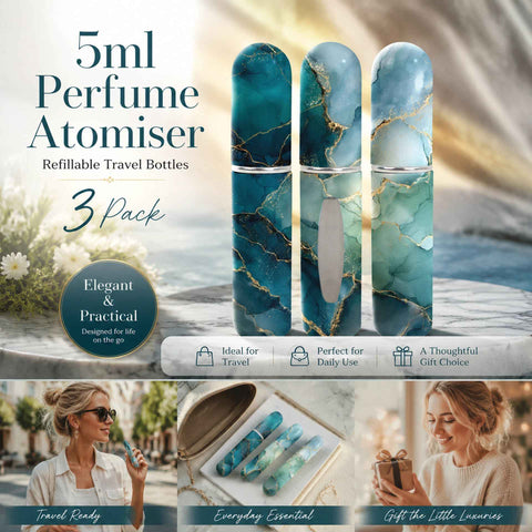 Natural Ocean Hue 5ml Portable Mini Fragrance Atomiser, Bottom Refill Compact Travel Pocket Vessel 3 Pack, Ocean Green In Australia - Darrahopens