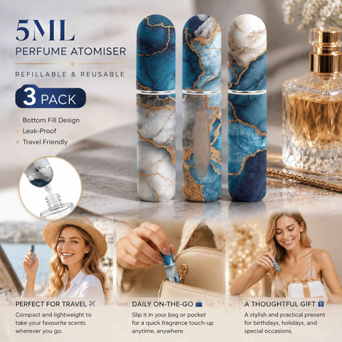 Rich Deep Ocean Tone 5ml Travel Refillable Scent Atomiser, Bottom Fill Pocket Mini Perfume Bottle 3 Pack, Deep Sea Blue In Australia - Darrahopens