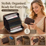 Practical Multi-Slot Organiser Wallet, Slim Lightweight Coin & Document Holder, Perfect Gift For Family Friends, Brown Grid, 9 Card Slots & 2 Coin Pockets In Australia - Darrahopens