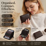Roomy Accordion Style Card Organiser, Functional Slim Sleeve For Driving Licence Small Change, Practical Gift For Him Her, Brown Litchi Grain, 18 Card Slots & 2 Coin Pockets