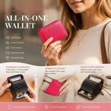 Portable Multi-Purpose Card Organiser, Small Pocket Purse For Documents Cards Change, Handy Gift For Men Women, Rose Red Litchi Grain, 9 Card Slots & 2 Coin Pockets In Australia - Darrahopens