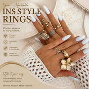 Luxurious Multi-Layer Liquid Lava Floral Ring Collection, Multi-Piece Plain Metal Stacking Finger Jewellery, Gold, 8 Pack In Australia - Darrahopens