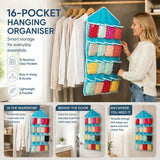 See Through Wall Mount Storage Pouch, 16 Grid Sorting Bag For Intimates & Hosiery, Blue