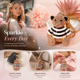 Rhinestone Inlaid Alloy Bear Keychain, Lovely Gift Option, Peach Body Bear With Brown Stripes In Australia - Darrahopens