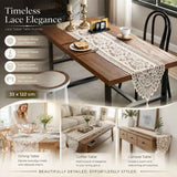 Elegant Knit Lace Tassel Table Flag, Versatile Daily Tabletop Decor Cloth, Beige, 33*122cm (13*48in) In Australia - Darrahopens