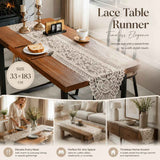 Luxurious Long Lace Tassel Table Flag, All-Match Household Table Decor Fabric, Beige, 33*183cm (13*72in) In Australia - Darrahopens