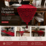 Romantic Fringed Warp Knit Lace Table Runner, Festive Dining Table Decor Cloth, Red, 33*91cm (13*36in) In Australia - Darrahopens