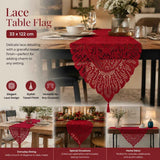 Vintage Knitted Lace Tassel Table Flag, Warm Home Tabletop Ornament, Red, 33*122cm (13*48in) In Australia - Darrahopens