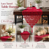 Decorative Lace Fringe Table Runner, Holiday Household Dining Cover Cloth, Red, 33*137cm (13*54in) In Australia - Darrahopens