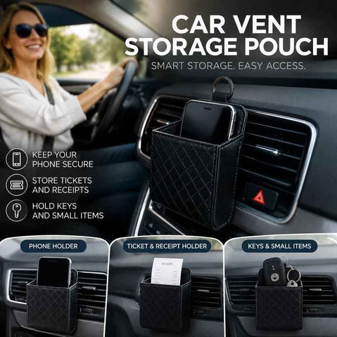 Soft Sheepskin Car Air Vent Storage Bag, Multifunctional Vehicle Pocket For Phone Small Sundries, Black In Australia - Darrahopens