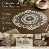 Classic Embroidered Lace Edge Placemat, Apricot Off White, Size S 21*27CM In Australia - Darrahopens