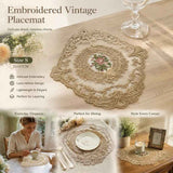 Antique Lace Trim Embroidered Placemat, Camel, Size S 21*27CM In Australia - Darrahopens
