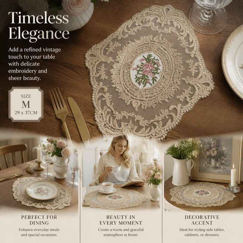 Old-Style Border Stitched Dining Placemat, Camel, Size M 29*37CM In Australia - Darrahopens