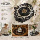 Simple Stitched Vintage Edge Dining Mat, Black, Size M 29*37CM In Australia - Darrahopens