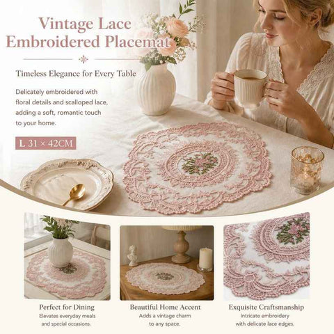 Lovely Ruffled Lace Edge Table Mat, Pink, Size L 31*42CM In Australia - Darrahopens