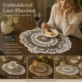 Pure White Retro Embroidered Placemat, White, Size S 21*27CM In Australia - Darrahopens