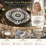 Bright Classic Lace Trim Dining Mat, White, Size M 29*37CM In Australia - Darrahopens