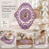 Vintage Lace Embroidered Placemat Set, Purple, Size S 21*27CM, 2 Pcs In Australia - Darrahopens