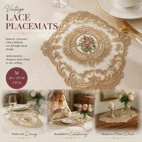 Old-Style Border Stitched Dining Placemat Pack, Camel, Size M 29*37CM, 2 Pcs In Australia - Darrahopens