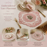 Lovely Ruffled Lace Edge Table Mat Combo, Pink, Size L 31*42CM, 2 Pcs In Australia - Darrahopens