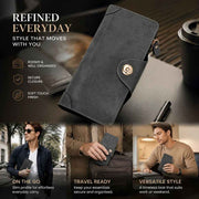 Monochrome Integrated Long Men Billfold, Magnetic Closure Multi-Compartment Hand Clutch, Stylish Casual Present, Grey In Australia - Darrahopens