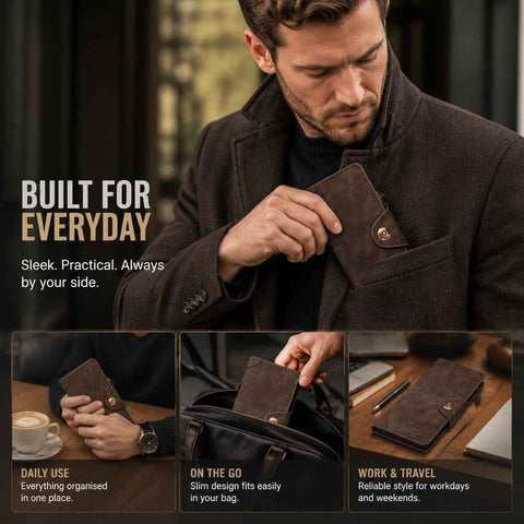 Retro All-Solid Long Men Hand Wallet, Magnetic Closure Portable Multi-Slot Billfold, Exquisite Gift For Daily Use, Coffee In Australia - Darrahopens