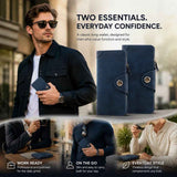Full Tone Gentlemen Long Purse 2 Pcs Pack, Magnetic Snap Multi-Slot Hand Wallet, Daily Practical Accessory Gift Set, Blue In Australia - Darrahopens