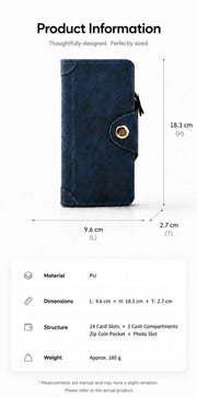 Monochrome Integrated Long Men Billfold 2 Pcs Combo, Magnetic Multi-Compartment Hand Clutch, Casual Stylish Present Pack, Grey