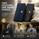 Dual Tone Solid Long Men Purse 2 Pcs Set, Magnetic Portable Multi-Slot Billfold, Exquisite Casual Gift Bundle, Blue & Grey In Australia - Darrahopens