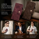 Two-Shade All-Solid Long Men Wallet 2 Pcs Combo, Magnetic Multi-Compartment Hand Clutch, Premium Festival Gift Option, Red & Coffee In Australia - Darrahopens