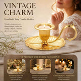 Vintage Handheld Tray Candle Holder, Elegant Desktop Ornament, Delicate Housewarming Gift, Gold In Australia - Darrahopens