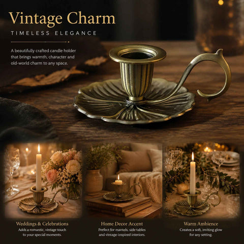 Antique Hand Held Candle Stand With Storage Tray, Classic Indoor Furnishing Decor, Ideal Decorative Gift, Bronze In Australia - Darrahopens