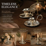Retro Hand Carry Tray Candlestick 2 Pcs Pack, Chic Ambient Home Ornament, Thoughtful Wedding Present, Silver In Australia - Darrahopens