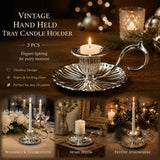 Retro Hand Carry Tray Candlestick 3 Pcs Set, Eye-Catching Living Room Accent, Practical Festival Present, Silver In Australia - Darrahopens