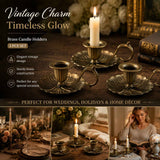 Antique Hand Held Candle Stand With Tray 3 Pcs Pack, Soft Romantic Table Furnishing, Exclusive Housewarming Gift, Bronze In Australia - Darrahopens