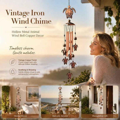 Retro Hollow Metal Tortoise Wind Bell, Iron Wind Chime Hanging Decor For Balcony Garden, Thoughtful New Home Gift In Australia - Darrahopens