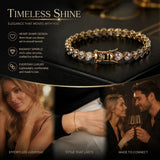 4*4mm Heart Inlaid Tennis Chain Bracelet, Copper Cubic Zirconia Single Row Hip Hop Wristband, Couple Jewelry Holiday Gift, 7 Inch 18cm Gold Tone In Australia - Darrahopens